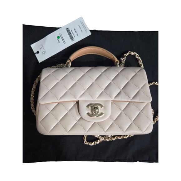 2023 Chanel Quilted Lambskin Mini Flap Top Handle Bag w/ Entrupy (15197) - Picture 16 of 16